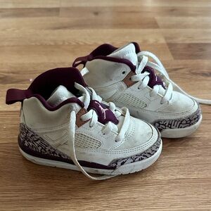 Kids Cream and Purple Sneakers